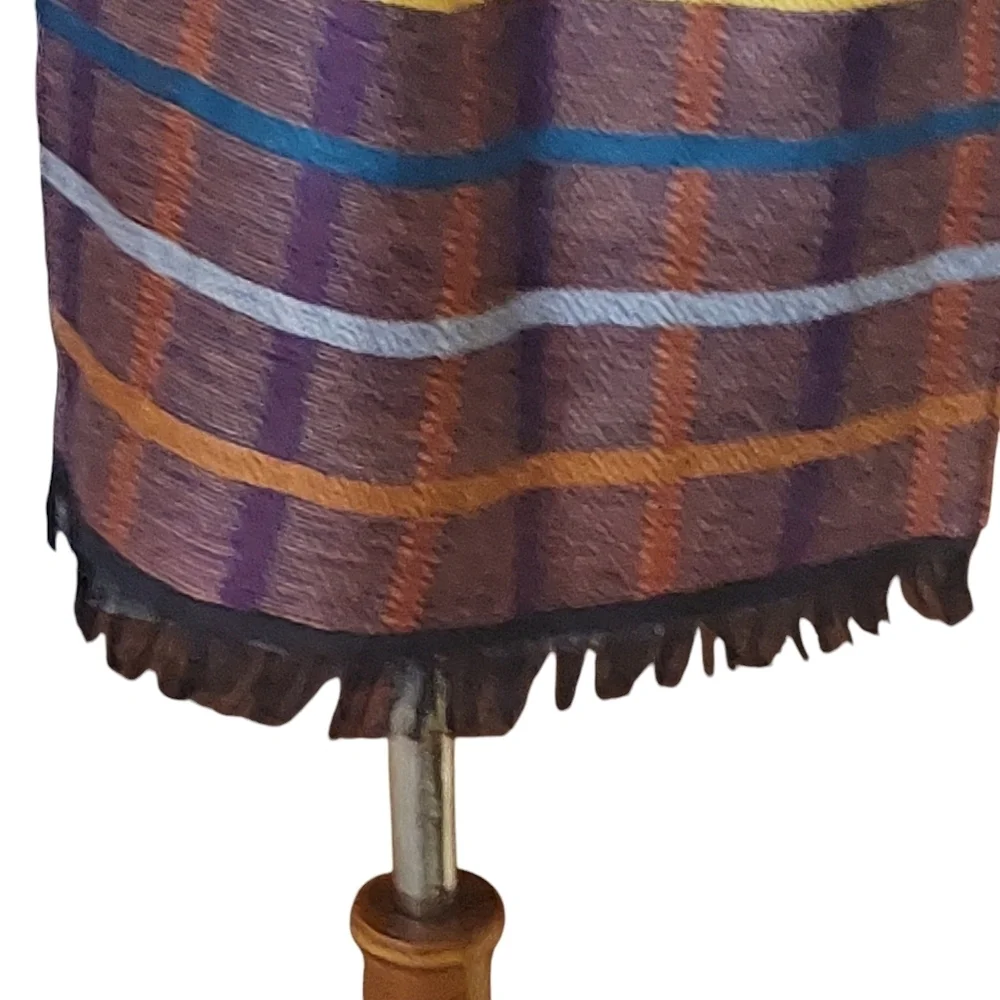 Chelsey by Joseph 100% Wool Burgundy Yellow Blue Plaid Fringed Scarf